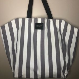 Victoria Secret White & Gray stripped tote